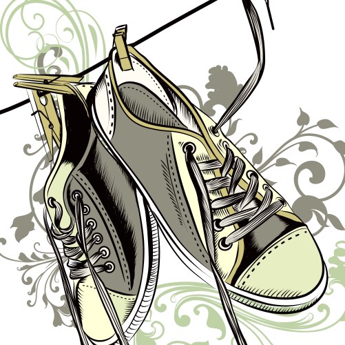 Fashion background with sports boots vector image