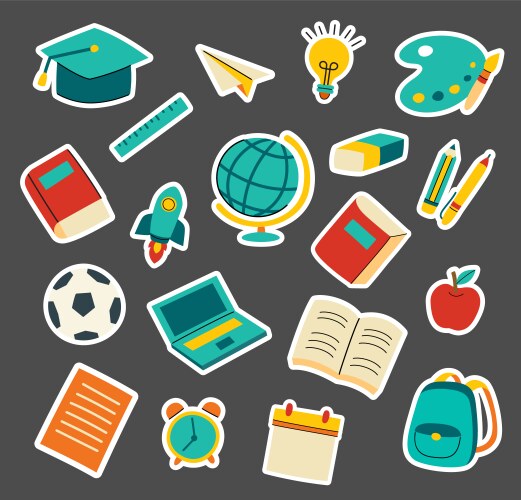 Back to school sticker set doodle style education vector image