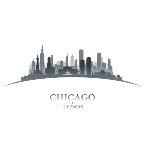 chicago illinois city silhouette white background vector image