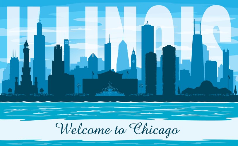 chicago illinois city skyline silhouette vector image