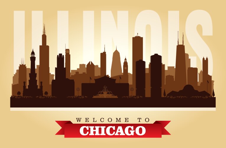 chicago illinois city skyline silhouette vector image