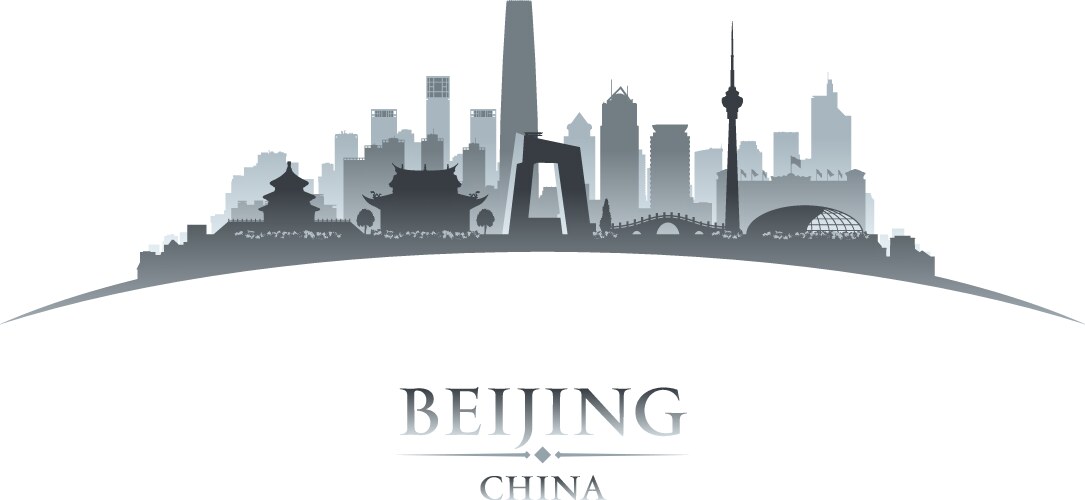 Beijing china city skyline silhouette white vector image