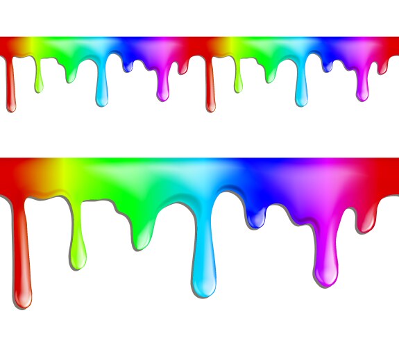 Brightly colored paint drips seamless patterns vector image