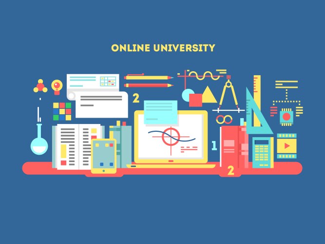 Online university design flat vector image