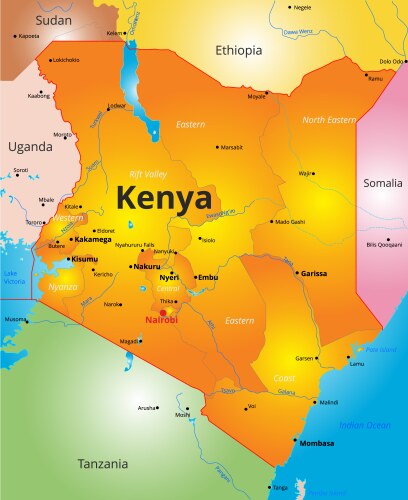 Color map of kenya country vector image