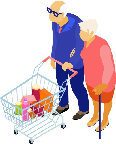 Isometric family in supermarket vector image