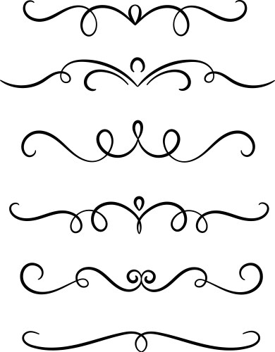 Hand drawn symmetrical flourishes swirls text vector image