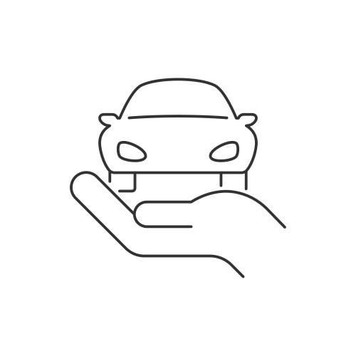 Hand holding car linear icon on white background vector image