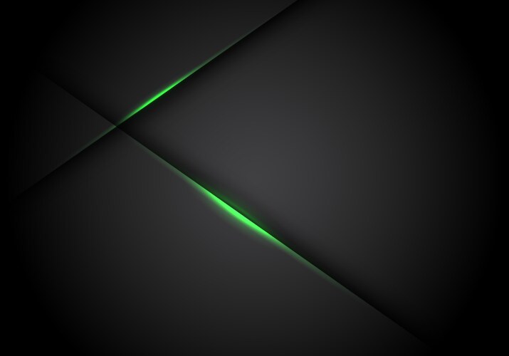 Abstract green light line cross shadow on black vector image