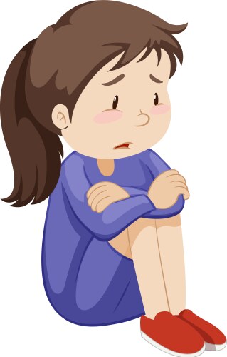 Sad girl sitting alone vector image