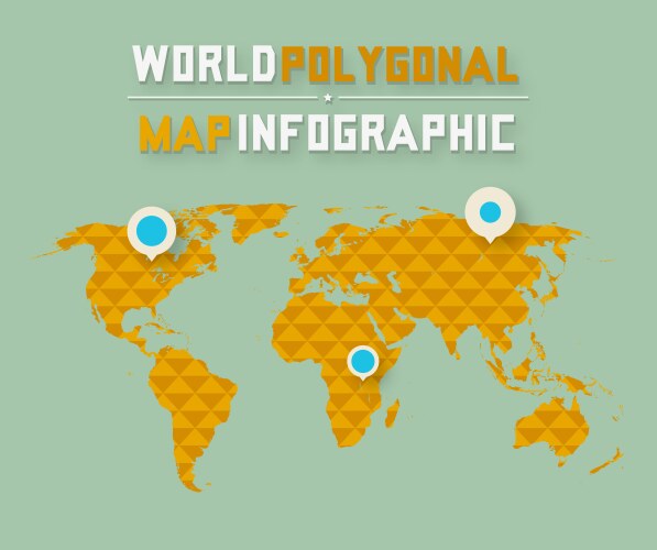 Three dimensional polygonal world map vector image