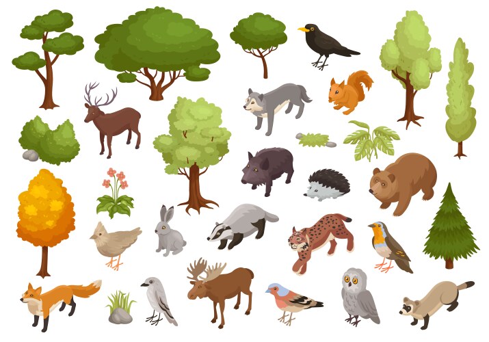 forest animals icon set vector image