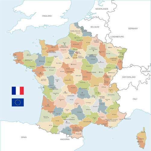 Colorful map france vector image