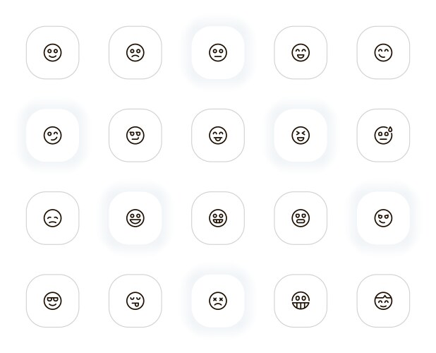 Smileys and emoji line icons set editable stroke vector image