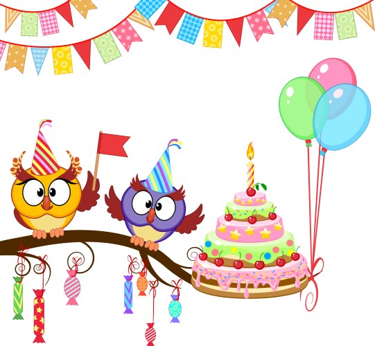 Owl give cake vector image