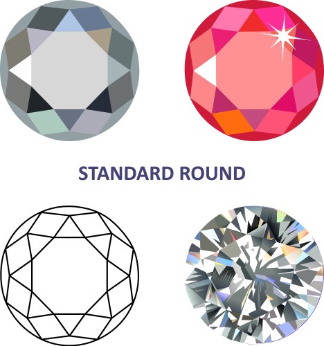 Standard round gem cut vector image