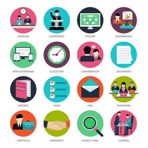 Project management icons vector image