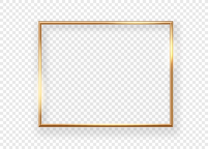 Realistic gold horizontal shining photoframe vector image