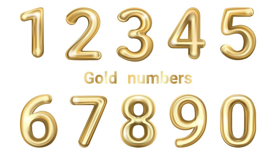 Golden numbers yellow metallic vector image