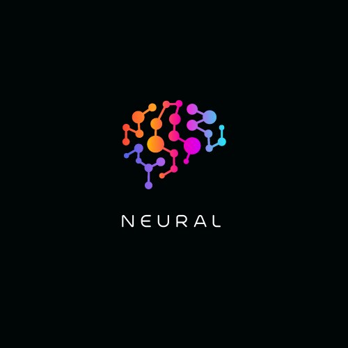 Neural network logo human brain emblem vector image