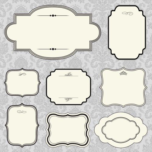 Rounded frame set and pattern vector image