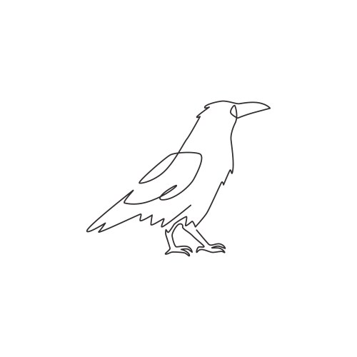 One single line drawing mysterious raven vector image