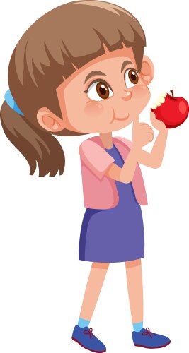 Cute girl eating apple vector image