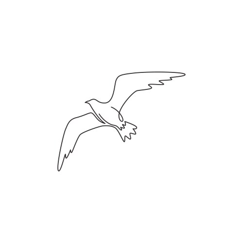 Single continuous line drawing elegant seagull vector image