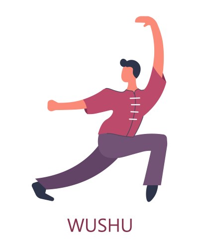 Wushu sport chinese fighting technique fighter vector image