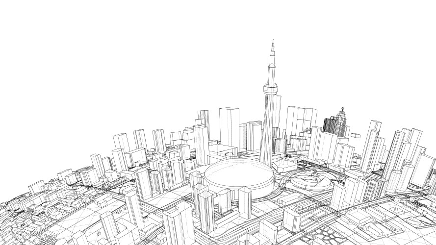 3d city sphere rendering of vector image