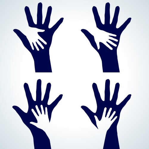 Set of hands silhouette vector image