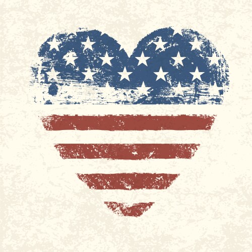 Heart shaped american flag vector image