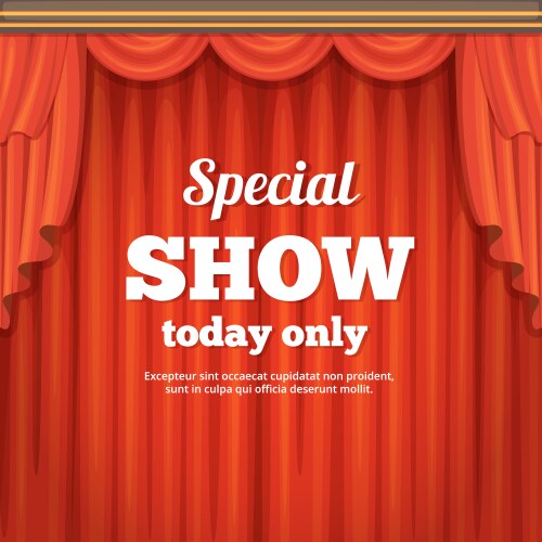 poster with theater stage and red curtain cartoon vector image