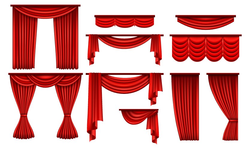 Red circus curtains stage drapes opening theater vector image