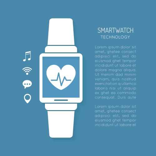 Wearable technology symbol with heartbeat tracker vector image