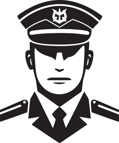 Military - black and white vector image