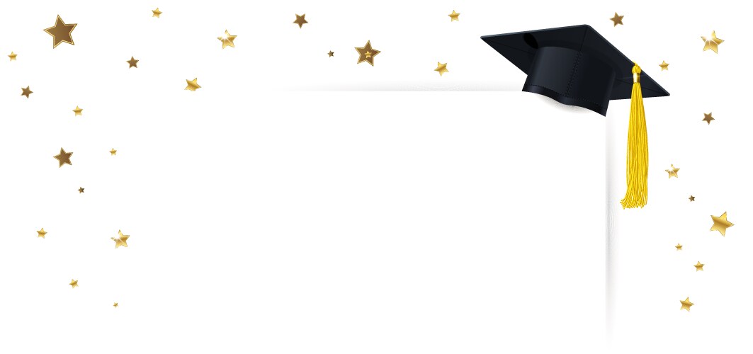 Graduate cap and diploma with confetti gold vector image