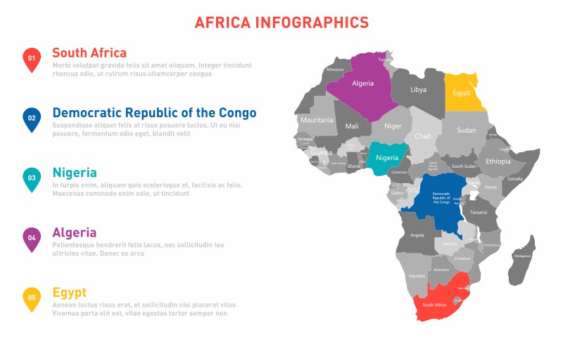 Africa map infographic template with african vector image