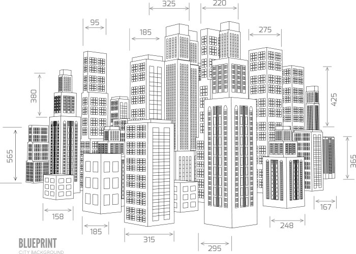 building wireframe 3d render city vector image