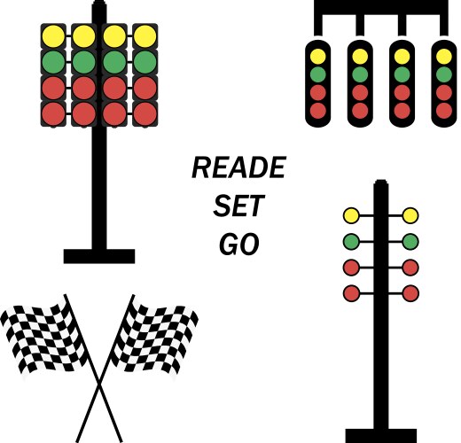 Set start line racing starting lights system vector image