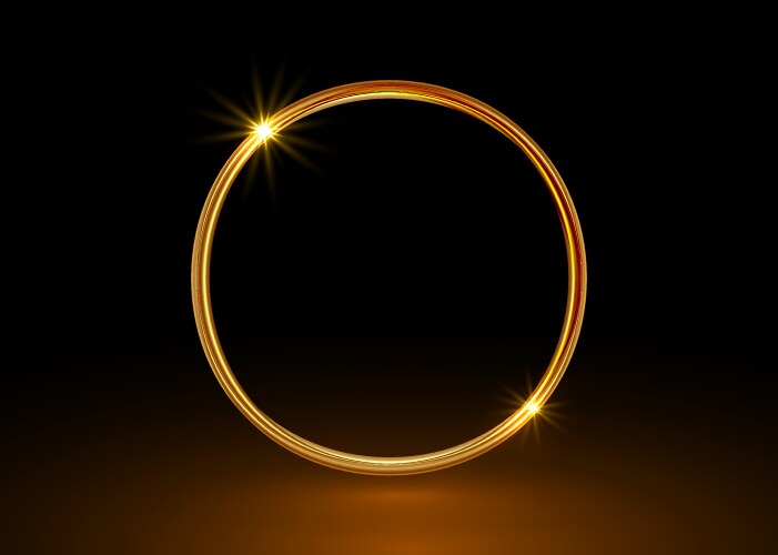 magic gold circle frame glowing fire ring logo vector image