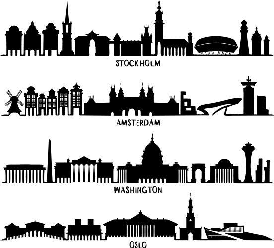 silhouette stockholm amsterdam washington oslo vector image