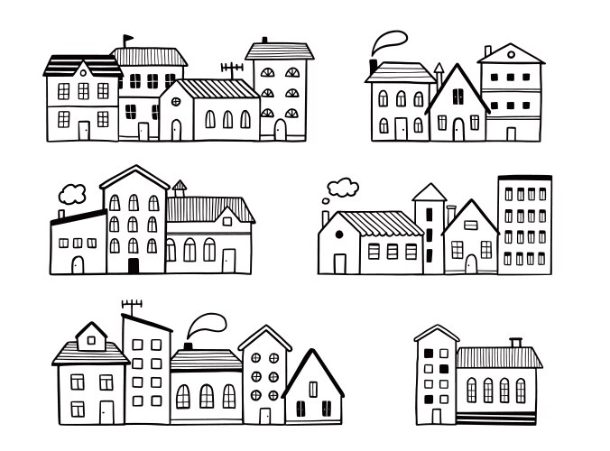 doodle city street with house vector image