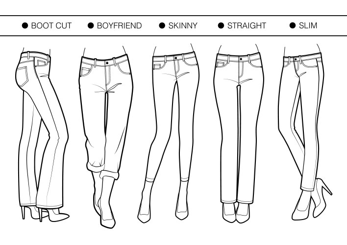 Several silhouettes of trousers vector image