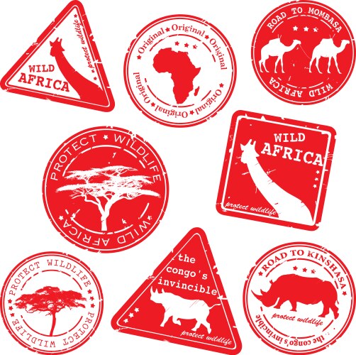 Wild africa stamps vector image