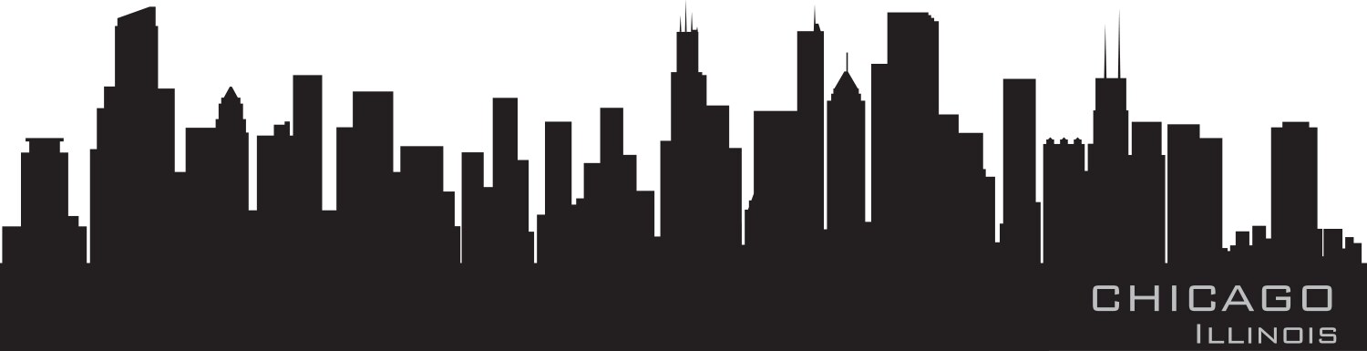 chicago illinois skyline detailed silhouette vector image