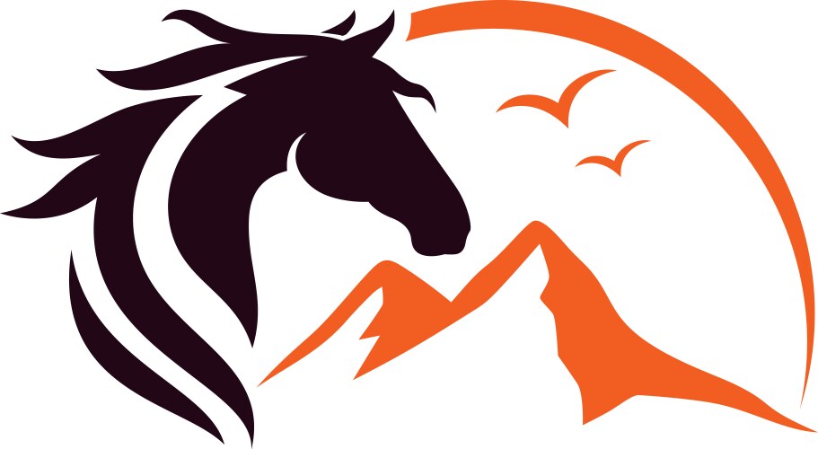 Horse and mountain logo design template vector image