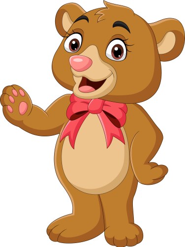 Cartoon teddy bear with red bow vector image