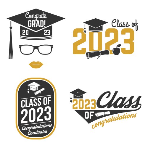 Set of class 2023 badges concept vector image