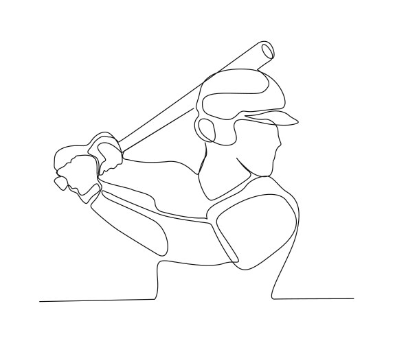 continuous one line drawing of baseball player vector image